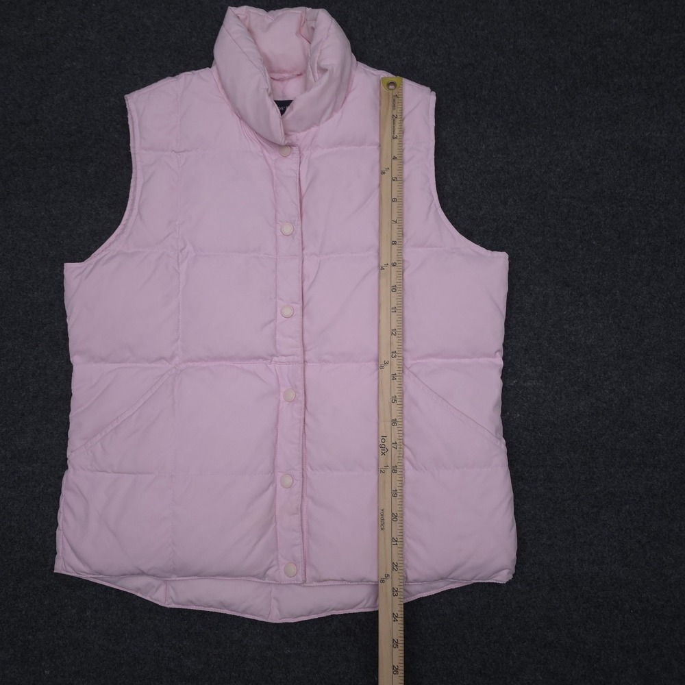 Lands End Womens S Pink Goose Down Puffer Vest Snap Front Layering Winter Staple - Picture 5 of 9